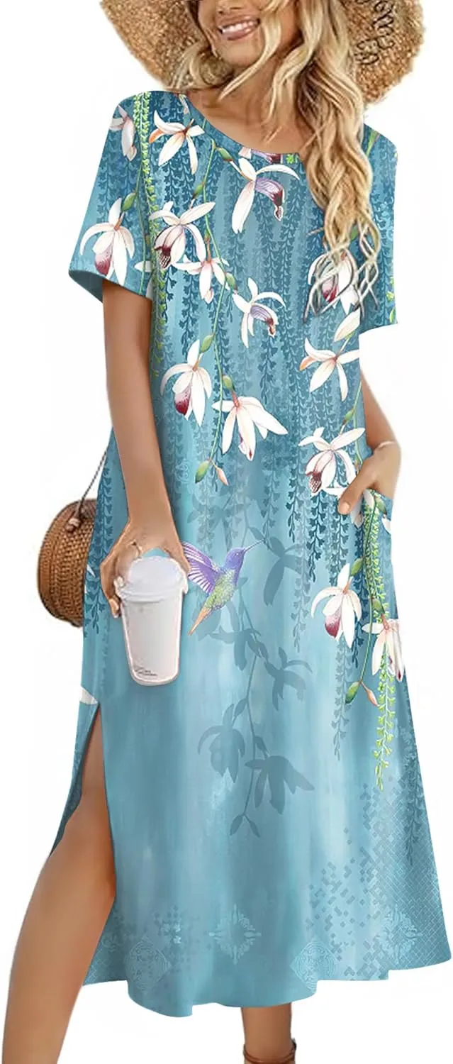 Zeagoo Women Floral Summer Dress Casual Beach Dress