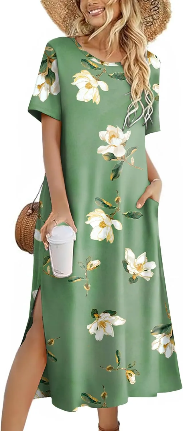 Zeagoo Women Floral Summer Dress Casual Beach Dress