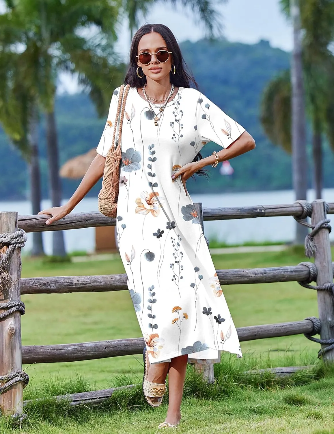 Zeagoo Women Floral Summer Dress Casual Beach Dress