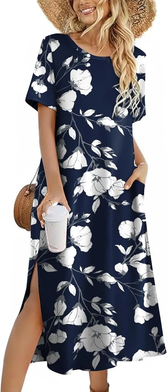 Zeagoo Women Floral Summer Dress Casual Beach Dress