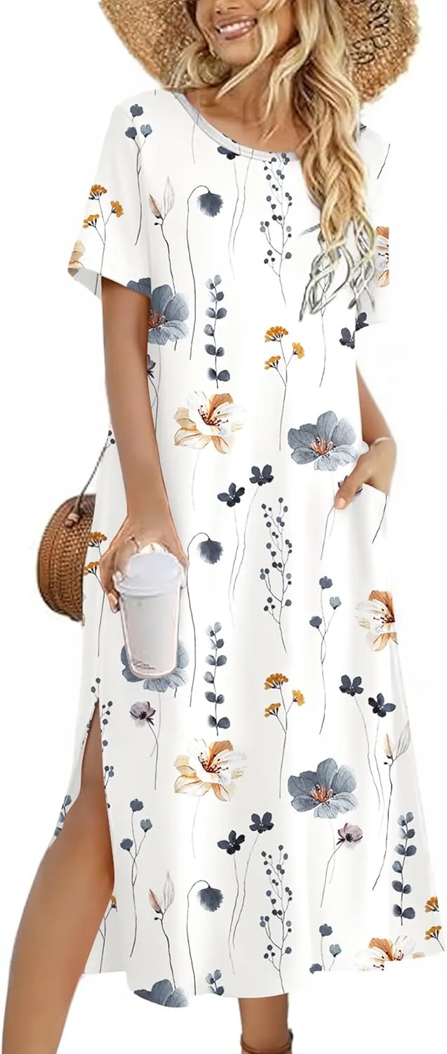 Zeagoo Women Floral Summer Dress Casual Beach Dress