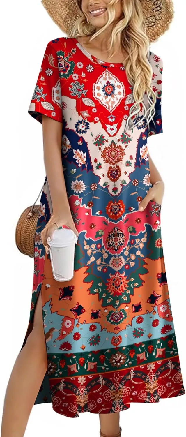 Zeagoo Women Floral Summer Dress Casual Beach Dress